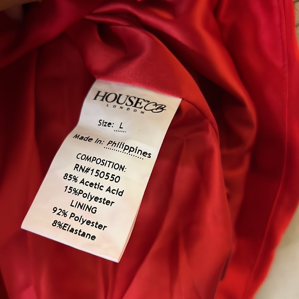 RARE HOUSE OF CB 'Rita' Red Satin Wrap Plunge Dress NWOT - Picture 9 of 15